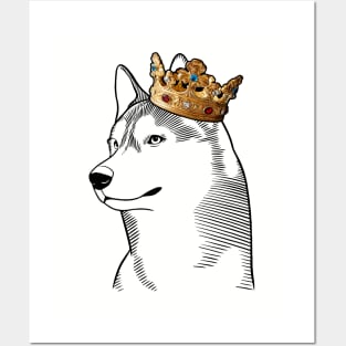 Siberian Husky Dog King Queen Wearing Crown Posters and Art